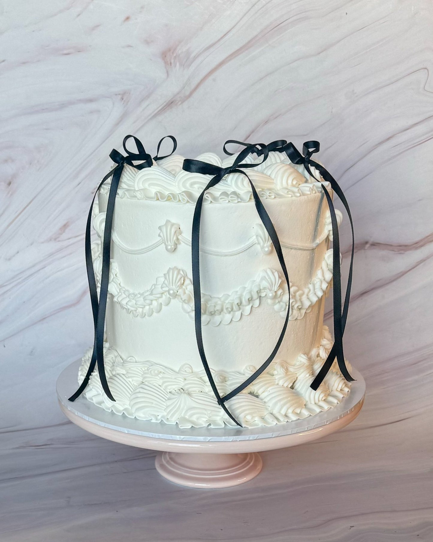 Fancy Ribbon Vintage Black Cake - Flour Lane