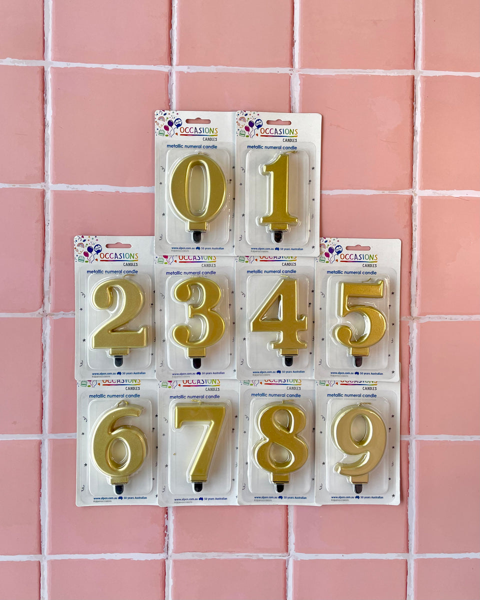 Metallic Gold Number Candles Flour Lane