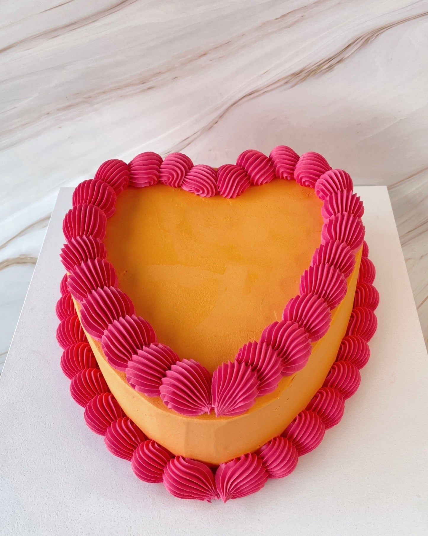 Sunset Orange Heart Cake - Flour Lane