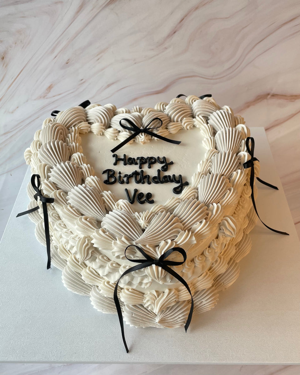 Cake Writing Ribbon Ribbons and Bows Vintage Heart Cake - Sydney Cake Delivery - Flour Lane