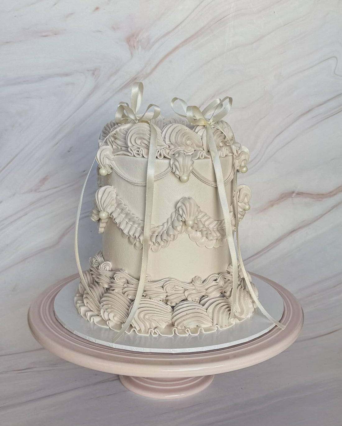 Fancy Ribbon Vintage Stone Cake - Flour Lane