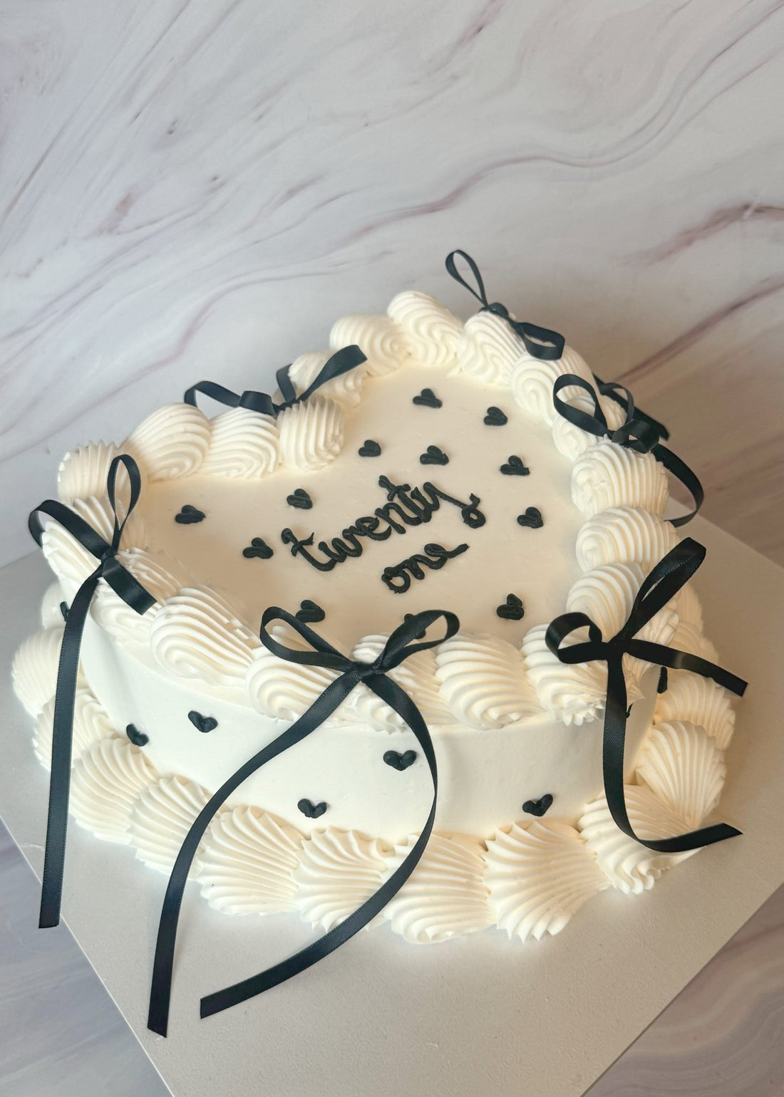 Love is in the Air Black Heart Cake - Flour Lane