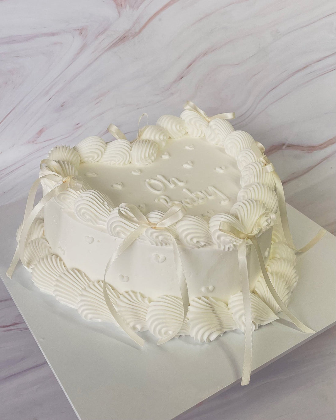 Love is in the Air White Heart Cake - Flour Lane