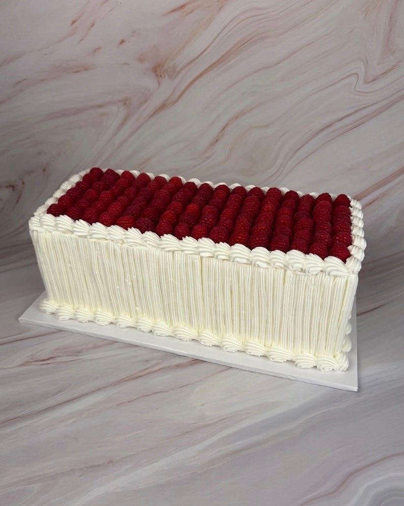 Pop My Raspberry Long Rectangular Cake - Flour Lane