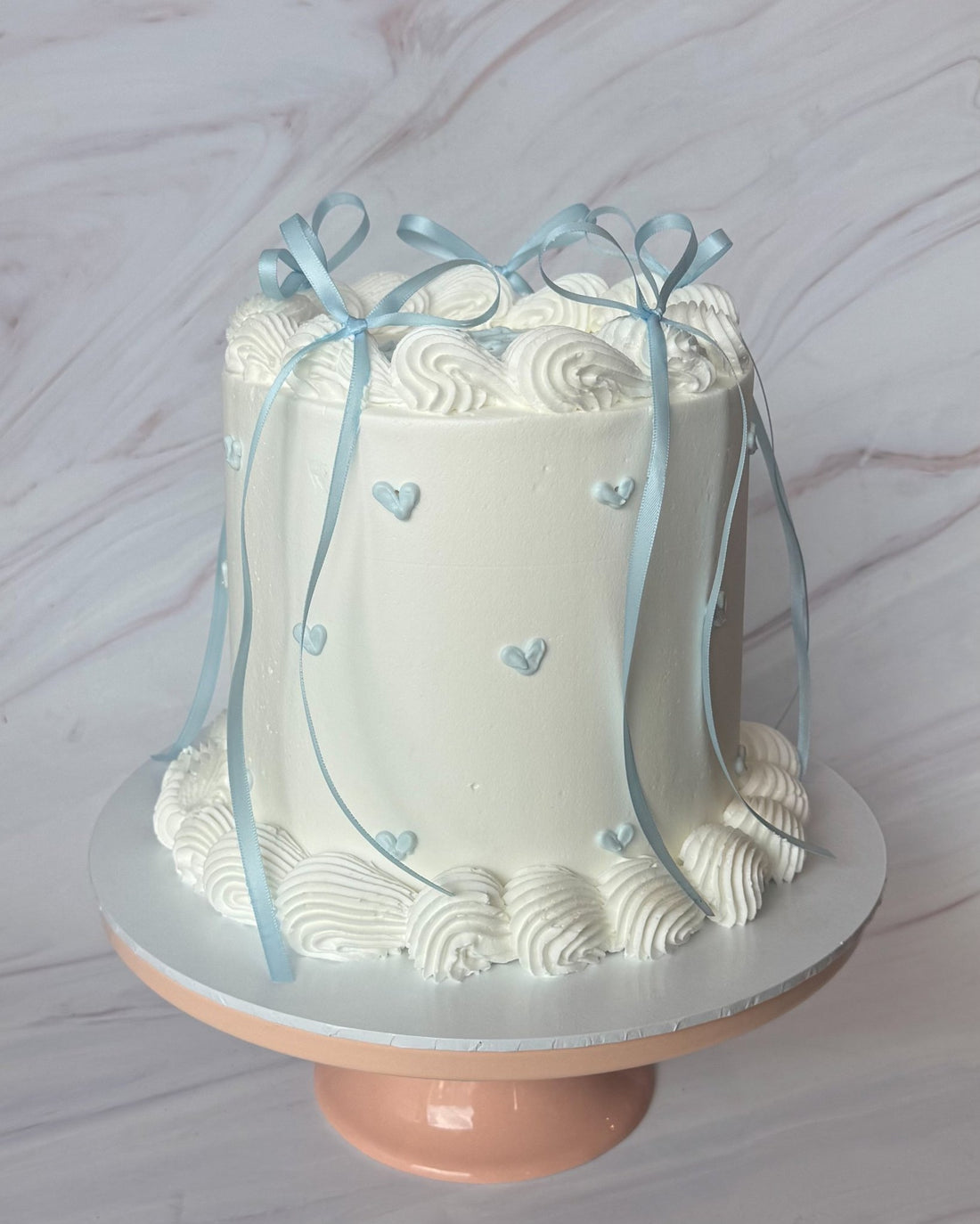 Pretty Bow Heart Cake Blue - Flour Lane