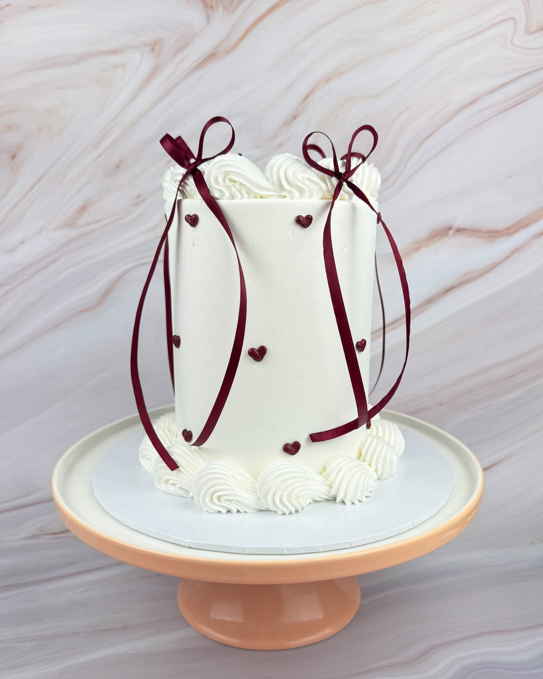 Pretty Bow Heart Cake Burgundy - Flour Lane