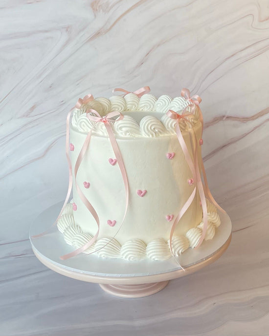 Pretty Bow Heart Cake Pink - Flour Lane