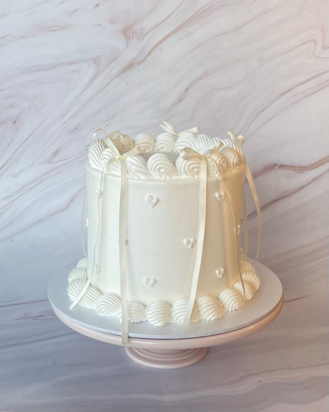 Pretty Bow Heart Cake White - Flour Lane