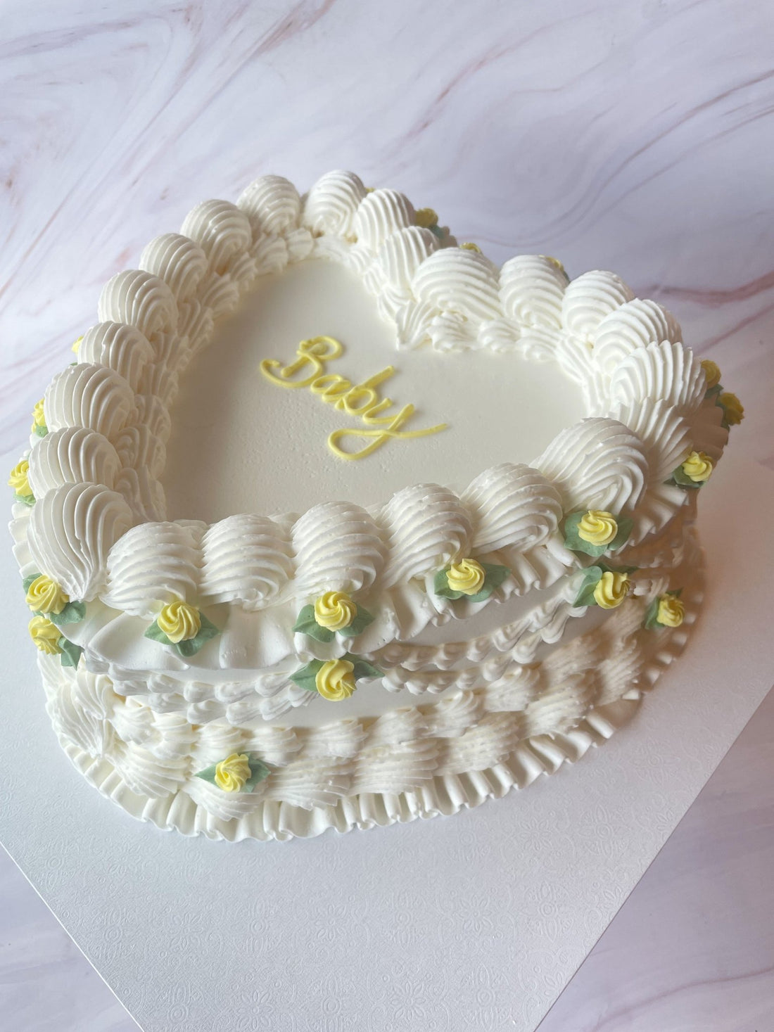 Ring Around the Roses Heart Vintage Cake White - Flour Lane