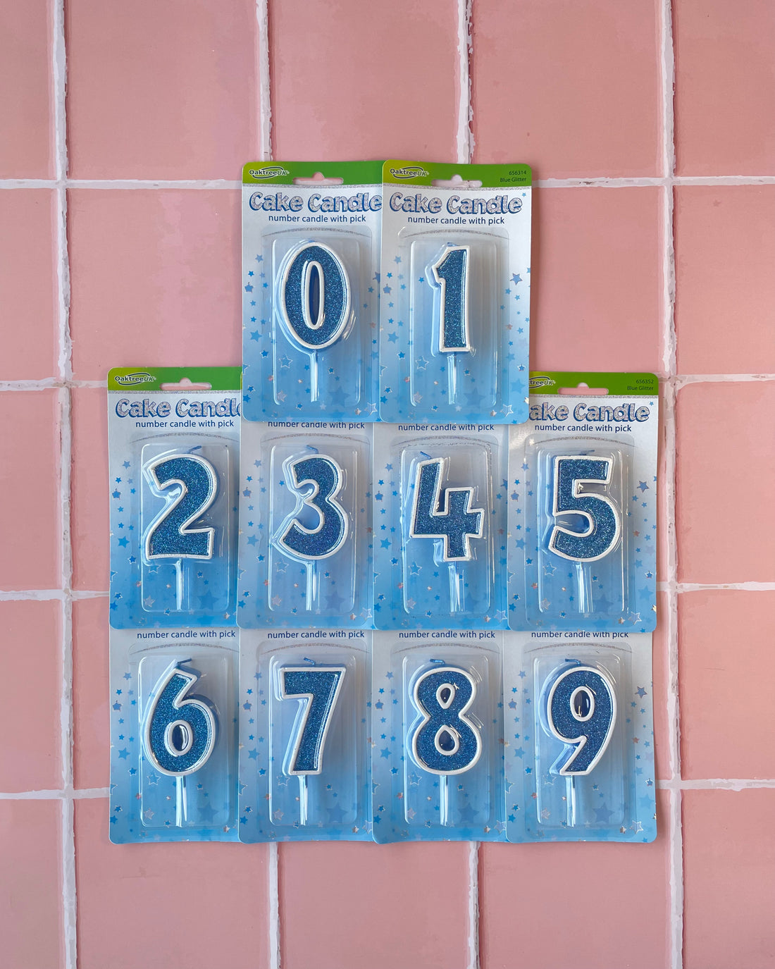 Blue Glitter Number Candle