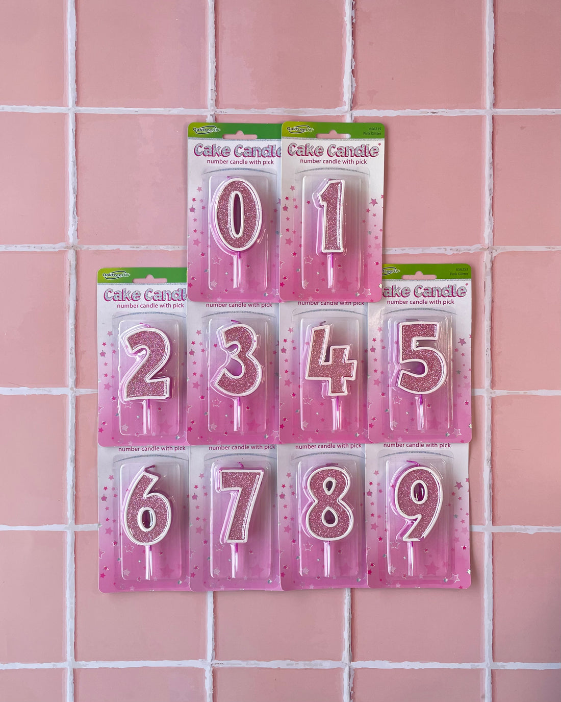 Pink Glitter Number Candle