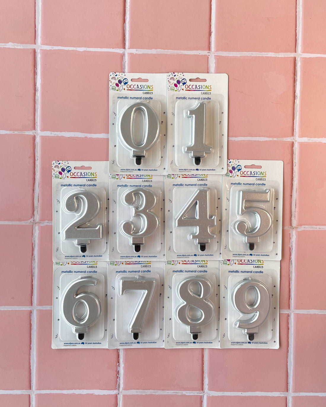 Metallic Silver Number Candle
