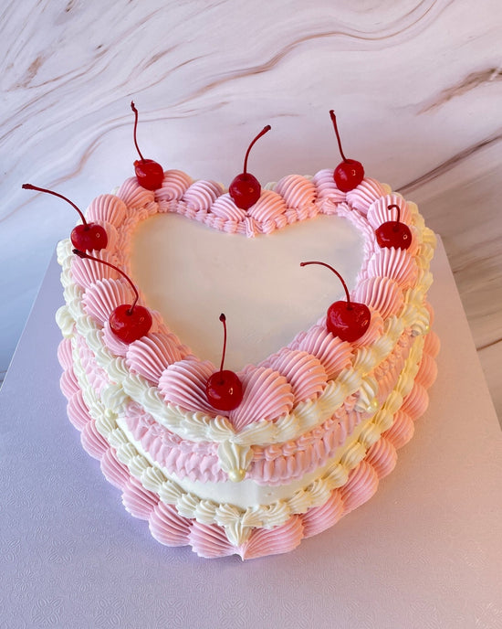 Baby Pink of Hearts Vintage Cake - Flour Lane