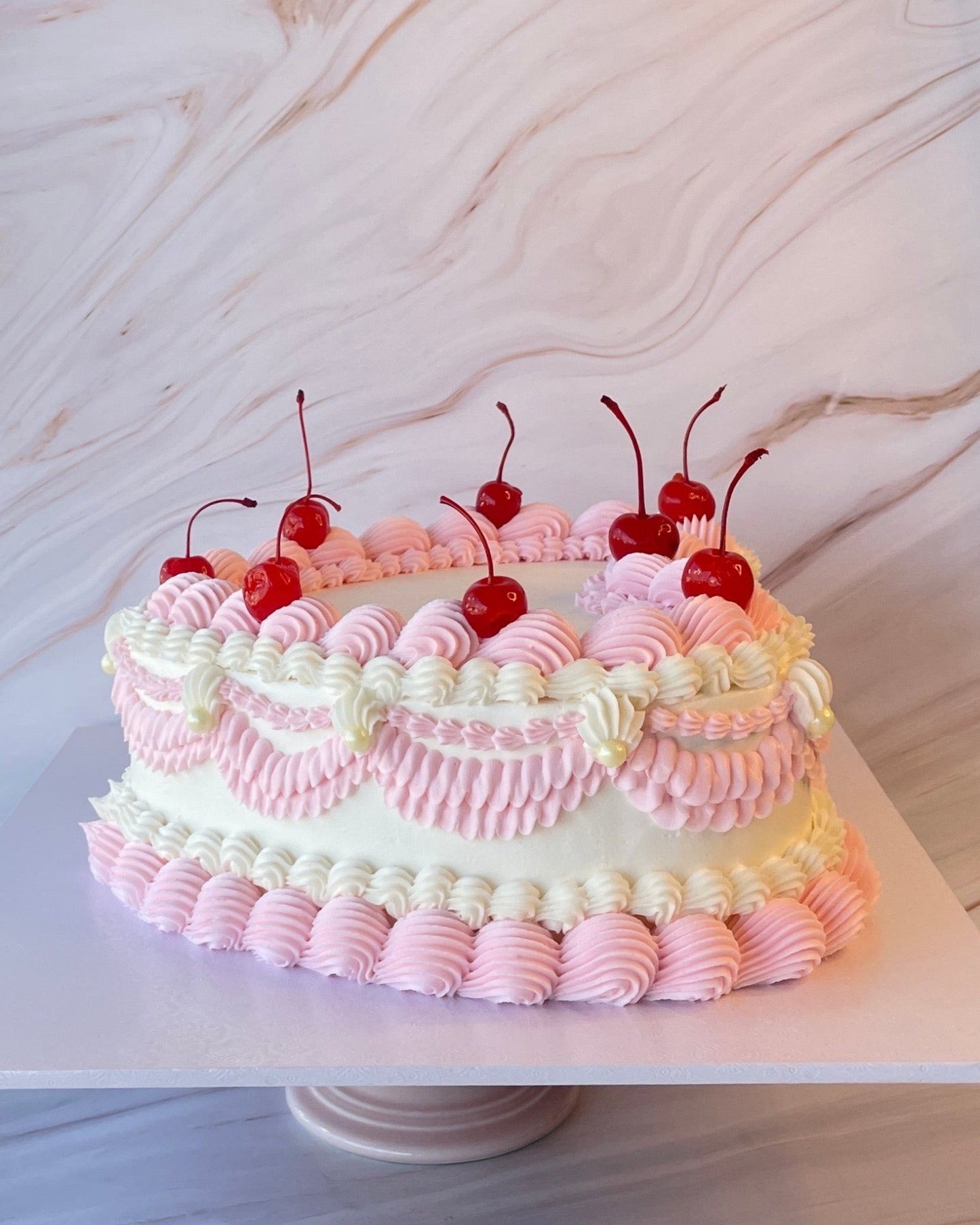 Baby Pink of Hearts Vintage Cake - Flour Lane