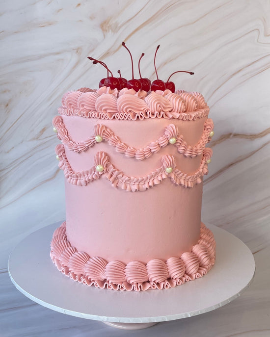 Dusty Pink Vintage Cake - Flour Lane