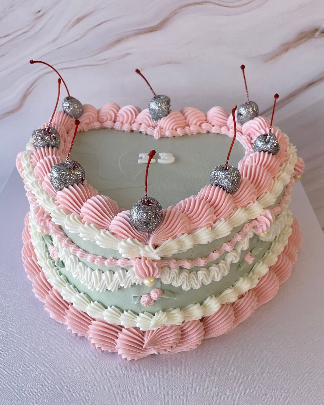 Meet Me in the Garden Heart Vintage Cake - Flour Lane