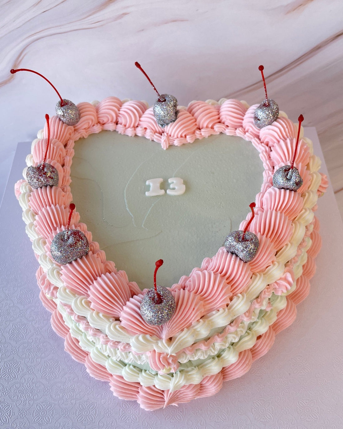 Meet Me in the Garden Heart Vintage Cake - Flour Lane