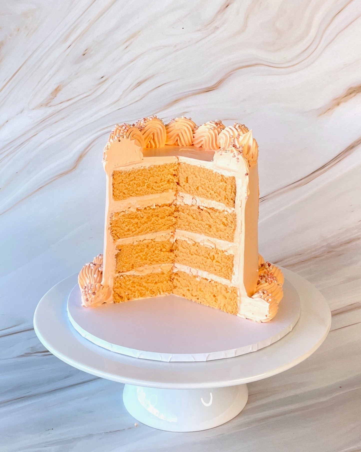 Perfect Peach Monochrome Cake - Flour Lane