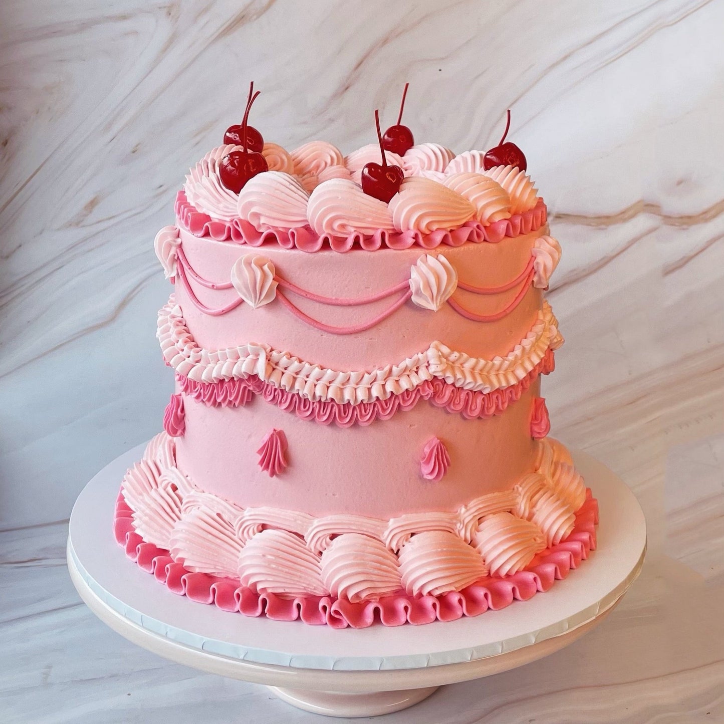 Pink on Pink Vintage Cake - Flour Lane