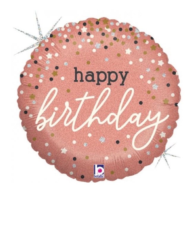 Load image into Gallery viewer, Rose Gold Happy Birthday Balloon - Flour Lane
