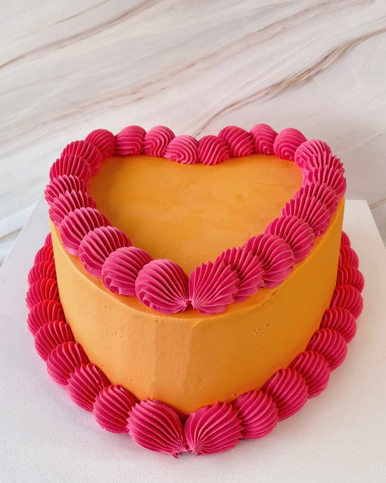 Load image into Gallery viewer, Sunset Orange Heart Cake - Flour Lane
