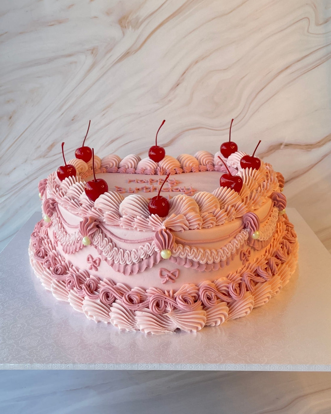 Tea Rose Heart Vintage Cake - Flour Lane