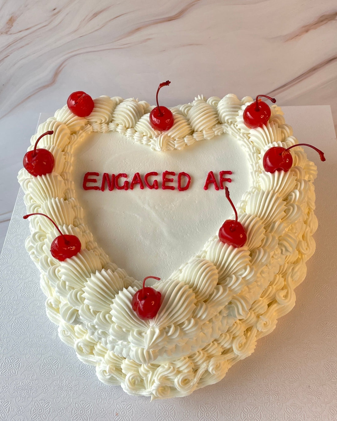 White Vintage Heart Cake - Flour Lane