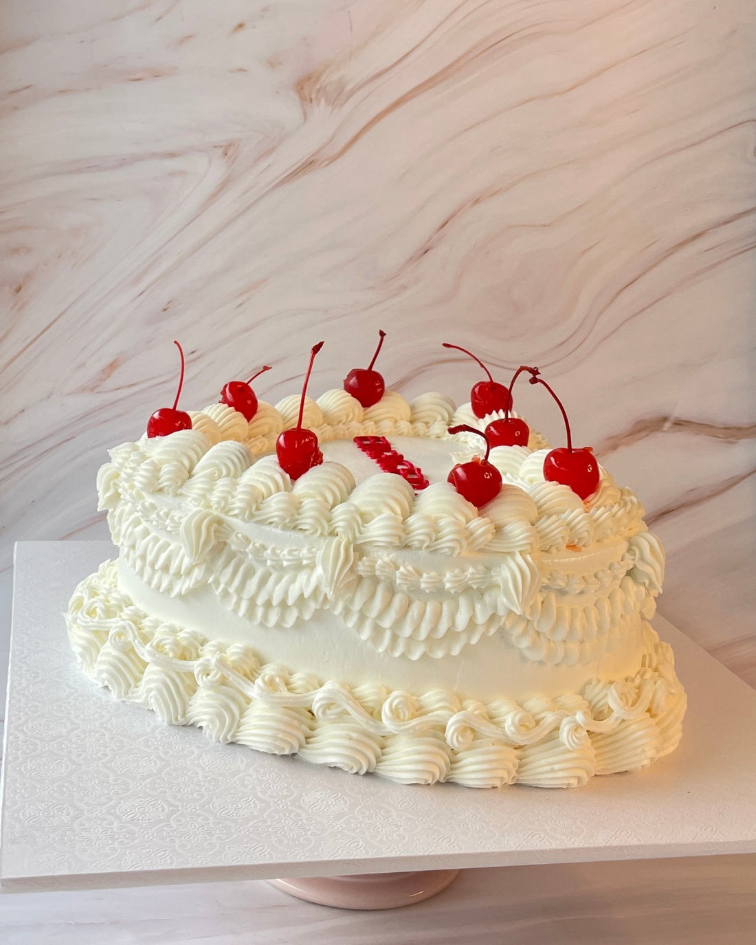 White Vintage Heart Cake - Flour Lane