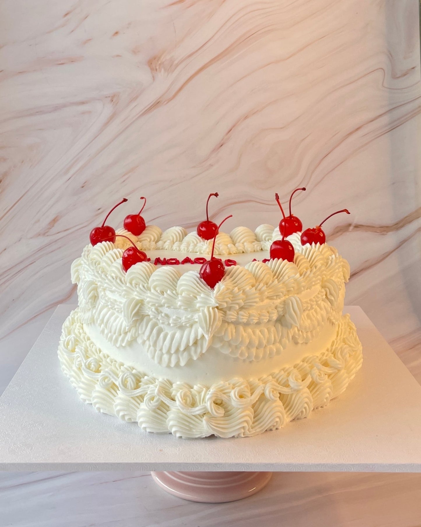 White Vintage Heart Cake - Flour Lane